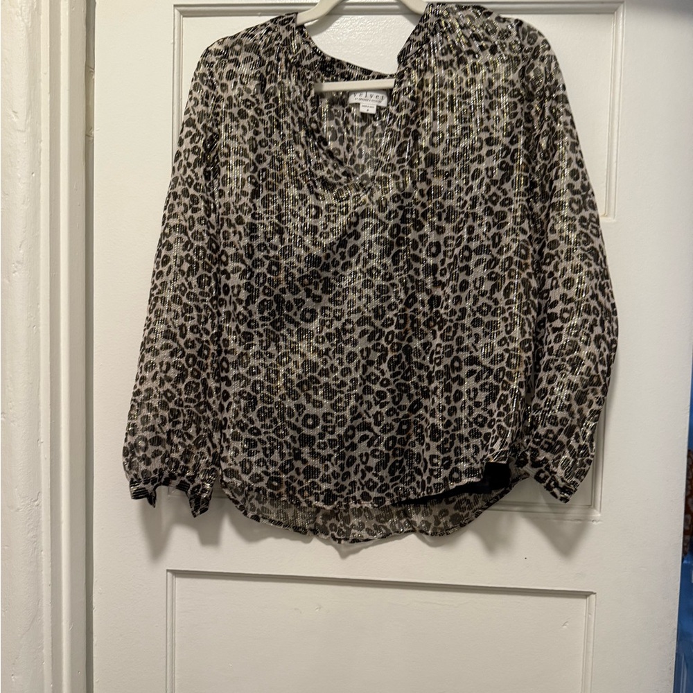 Velvet by Graham & Spencer Animal Print Blouse with gold details